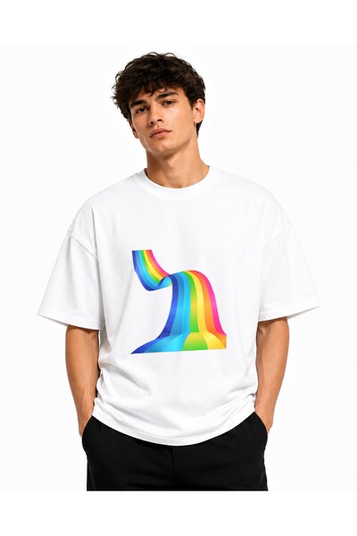 Inscriptie Tricou Unisex Bumbac Premium Casual " Rainbow road "