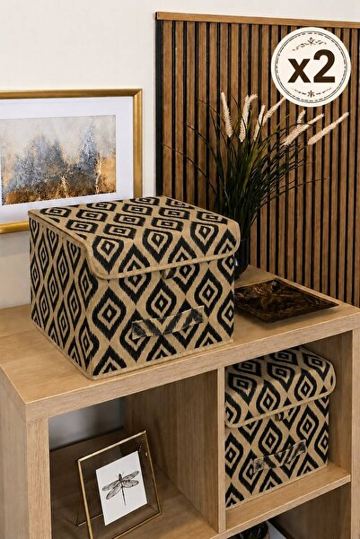 MorBebe 2 Pieces Bohe Multi-Purpose Box with Lid Mini Shelf Organizer 30x30x23