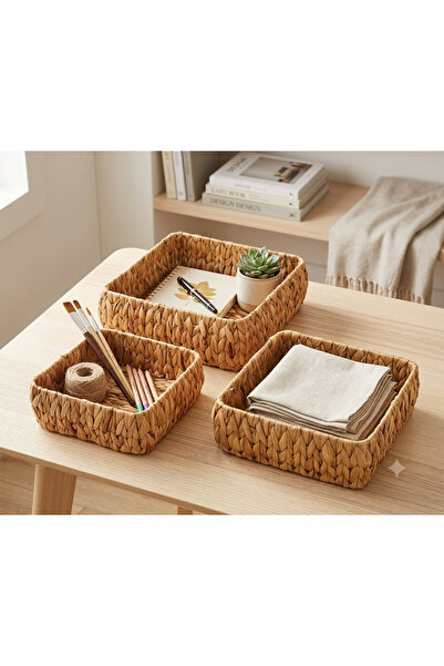 umut züccaciye Wicker Basket 3-Piece Organizer, Bathroom Organizer, Basket Set