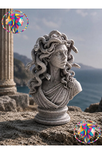 GeminiProjekt Genel Markalar Medusa Büst/Heykel 3D Antik Yunan Figürü 15cm