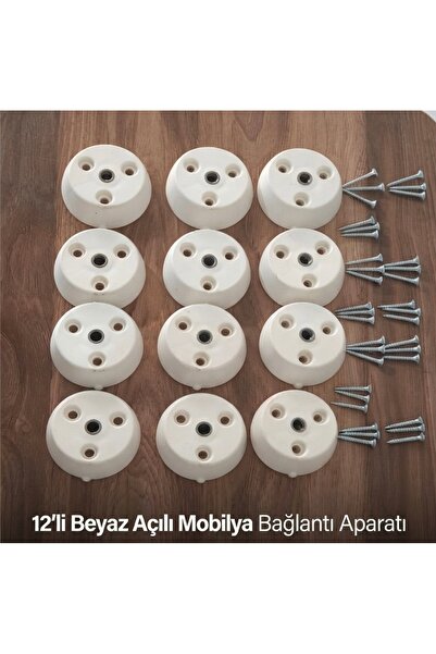 HAMADEX 12'li Açılı Beyaz Plastik Bağlantı Aparatı Masa , Sandalye, Sehpa (m8...