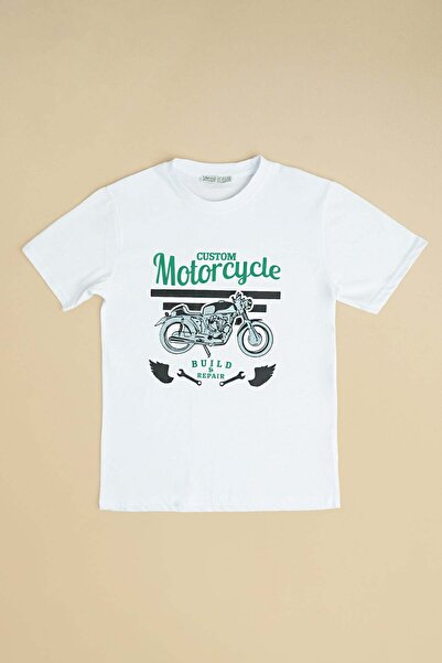 Fulla Moda Majica za dečake sa motociklističkim printom i okruglim izrezom