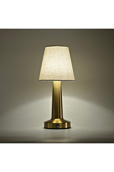Choice1 Mat Gold Ivory LED Table Lamp with Cloth Shade, Touch Sensor Bedside ...