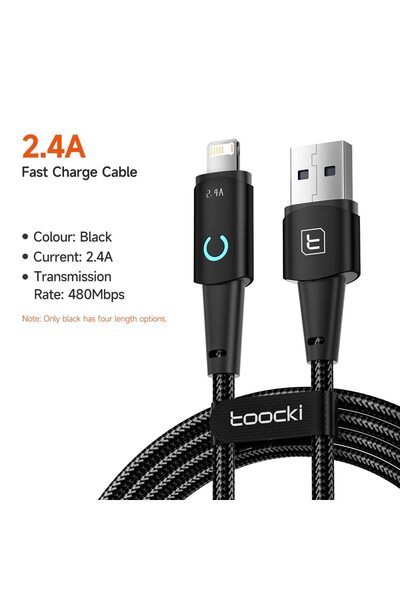 Choice toocki 2m IOS Black Toocki USB A to Type C or Lightning for iPhone 14 ...