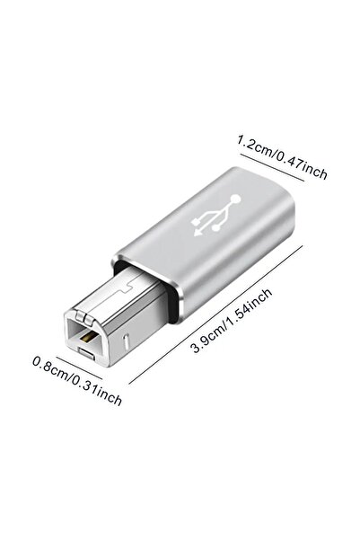 Choice Grey Straight USB 2.0 Printer Adapter USB Type C to Type B Male For Pr...
