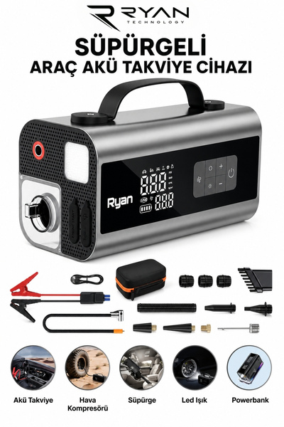 Ryan Akü Takviye Cihazı ve Hava Kompresörü 2000A Takviye ve 150 PSI 10in1 Set