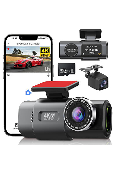 OEM Κάμερα DVR αυτοκινήτου 4K μπροστινή πίσω κάρτα WiFi 8GB νυχτερινή όραση G...