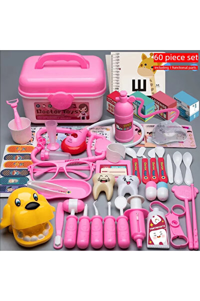 Choice3 Pink 60 Pcs Doctor Nurse Role Play Set Medical Tools With Stethoscope...