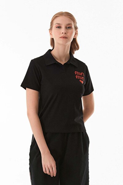 Fulla Moda Min Min Baskılı Polo Yaka Tişört