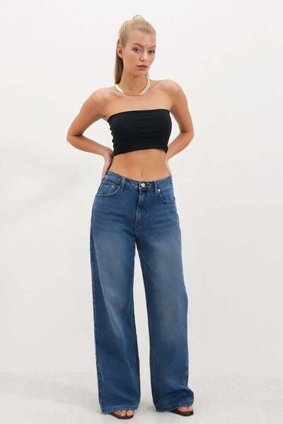HAKKE Vintage Washed Straight Leg Jean Trousers