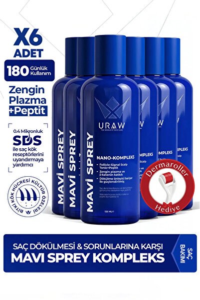 Uraw Mavi Sprey 6’lı Set | Saç Kökü Aktivasyon Desteği