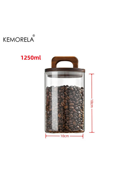 Choice 1250 مل غطاء خشبي جرة زجاجية علبة محكمة الغلق حاوية طعام شاي حبوب قهوة...