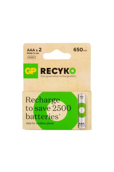 GP Recyko 650 mAh AAA Ni-Mh İnce Kalem Pil 2li Blister