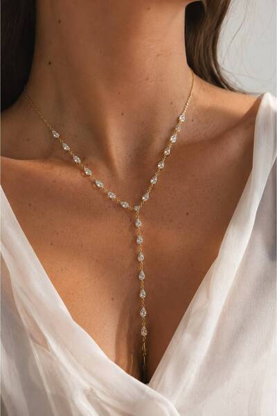 sirius jewelry 925s | Beyaz Damla Taşlı Y Kolye