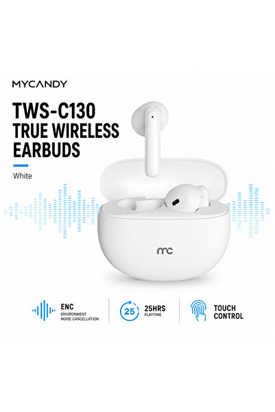 Mycandy TWS-C130 True Wireless Earbuds (White)