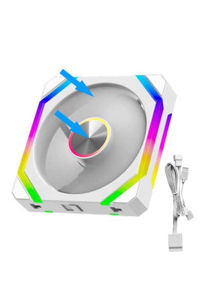 Choice1 مروحة يحافظ على البرودة بيضاء أمامية JUMPEAK HS120 Halo ARGB بجهد 5 ف...