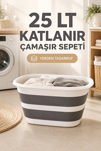 Funny Life Magic Katlanır Çamaşır Sepeti - Akordiyon 25 Lt Katlanır Çamaşır S...