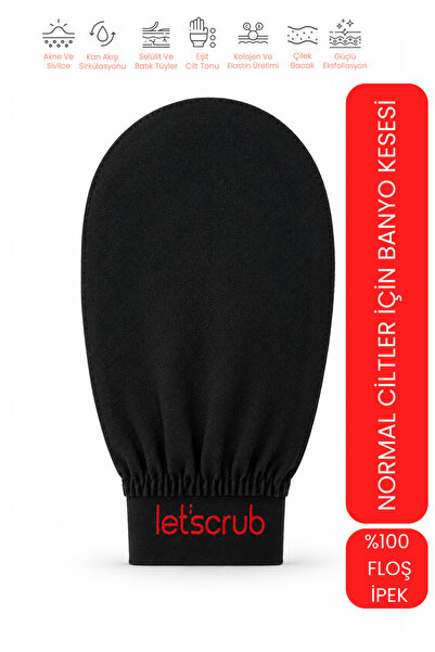 LET'SCRUB قطعة واحدة من قفازات تقشير الحمام باللون الأسود بنسبة 100% من الحري...