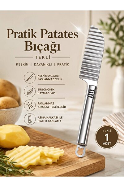 QesQin Marsoni Paslanmaz Çelik Şekilli Patates Bıçağı