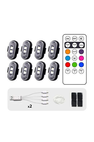 choice2 RGB 8PC Wireless Remote LED Strobe Light Car Motorcycle Bike Warning ...
