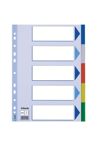 Esselte Plastic Index Dividers 5 Colors