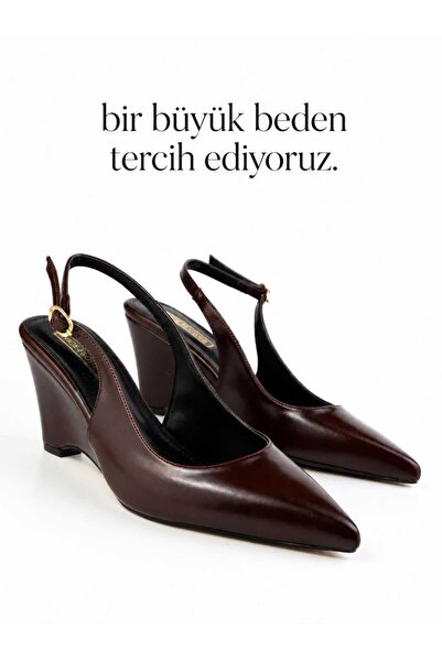NiceDiffer Kadın Abiye Sivri Burun Arkası Açık 8cm Dolgu Topuklu Ayakkabı