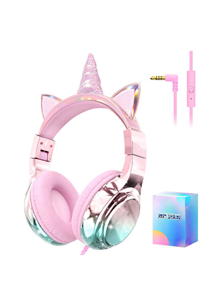 Choice3 Unicorn Pink Unicorn Kids Headphones Girls Wired Headphones With Micr...