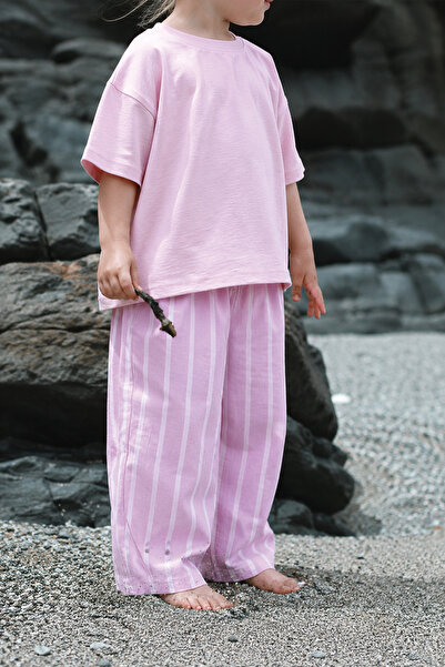 Cigit Oversize T-Shirt Takım 2-10 Yaş Pembe