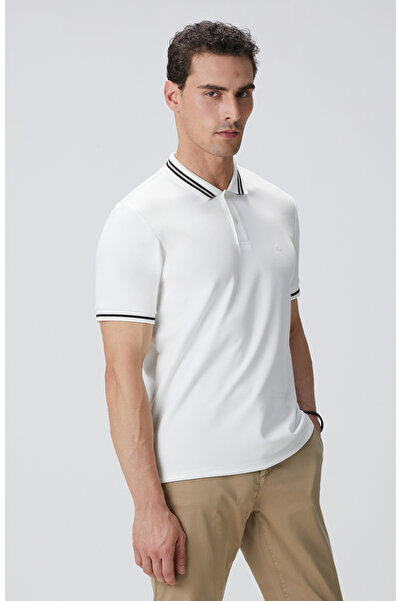 Network Kırık Beyaz Polo Yaka Örme T-shirt