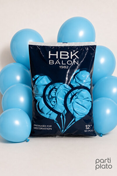 HBK Balon بالون باستيل 12 بوصة HBK للديكور الخارجي أزرق فاتح 50 قطعة