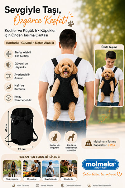 MOLMEKS Kedi- Köpek Nefes Alabilir Fileli Taşıma Evcil Hayvan Sırt Çantası Ka...