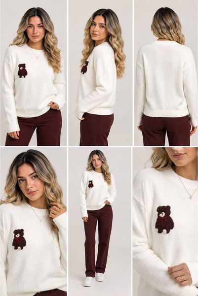ASEN BUTİK Bear Knitwear Sweater
