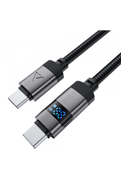 Acefast Cablu Date si Incarcare USB-C - USB-C C15-03 Display, 60W, 1.2m, Negru