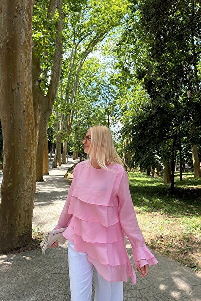 Generic Brand Bluz with Folded Details and Volan Detail