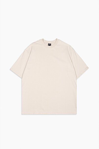 Twobucks Μπεζ Βασικό Ανδρικό Μπλουζάκι Oversize TB2165BJ