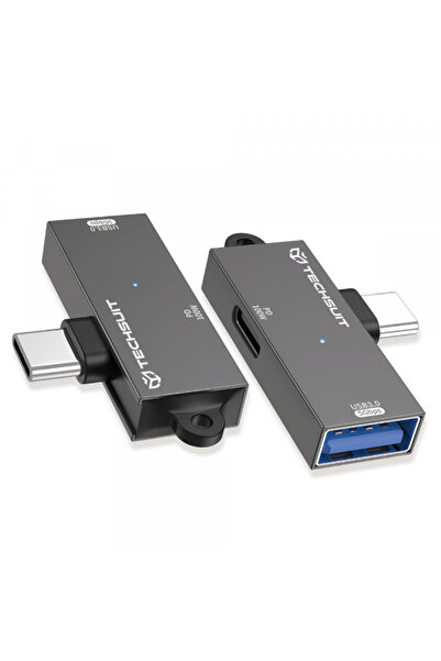 Techsuit Adaptor OTG USB-C - USB-A A21, Gri