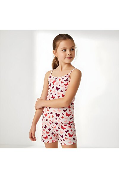 lusi store Renkli Karışık Desenli Pamuklu Kız Çocuk Pijama Takım