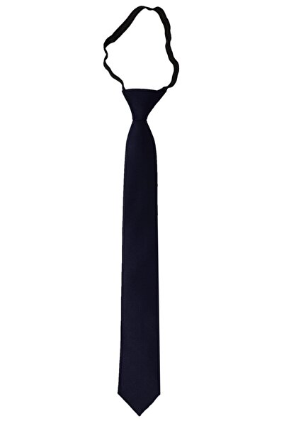 BLC Basic Line Co. Lacivert Renk Lastikli Hazır Bağlanmış 6 Cm Genişliğinde Armürlü Kravat