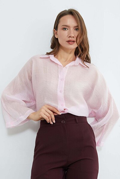 Fulla Moda Cămașă transparentă cu mâneci Capri din jacquard
