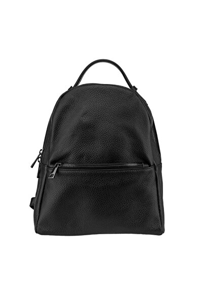 TORO NERO Rucsac de damă din piele naturală neagră Mini one