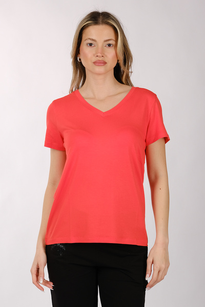 DAIDO Tricou de bază din viscoză cu decolteu în V