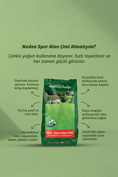 Genta Prestige Spor Oyun Alan Çim Tohumu 5 Kg