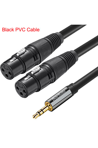 Choice3 1.5m Black PVC Cable Bochara Braided 3.5mm TRS to Dual XLR Female OFC...