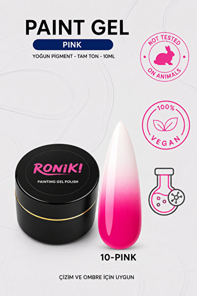 RONIKI Paint Gel No:10 Pink 10 ml – Yüksek Pigmentli Pembe Nail Art Jel Boya ...