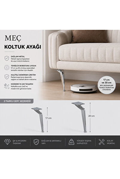Meç Tabanca Ayak 21cm 4lü set gümüş