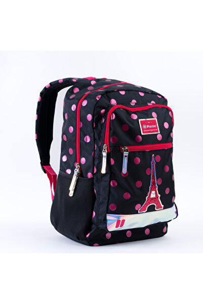 Pause Stylish Students Backpack, 17.5 Inch Size, Black/Pink