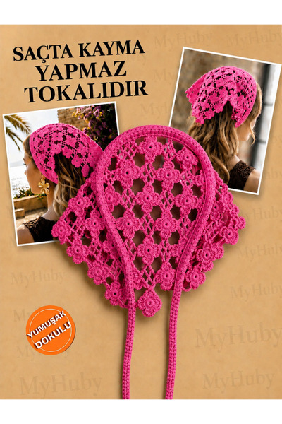 MyHubi Bohem Tarz Örgü Bağlamalı Taçlı Bandana