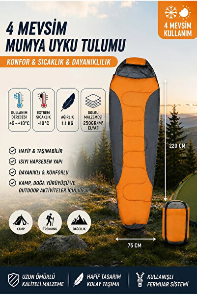 Begin Power 4 Season Mummy Type Sleeping Bag -10 ° C Comfortable Camping Slee...