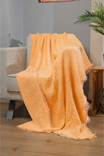Caymoon Muslin 4 Layer 100% Cotton Sofa Shawl Tv Blanket 130 X 190 cm Yellow
