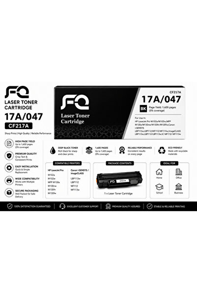 FQ خرطوشة حبر 17A CF217A متوافقة مع طابعات HP LaserJet Pro (أسود)